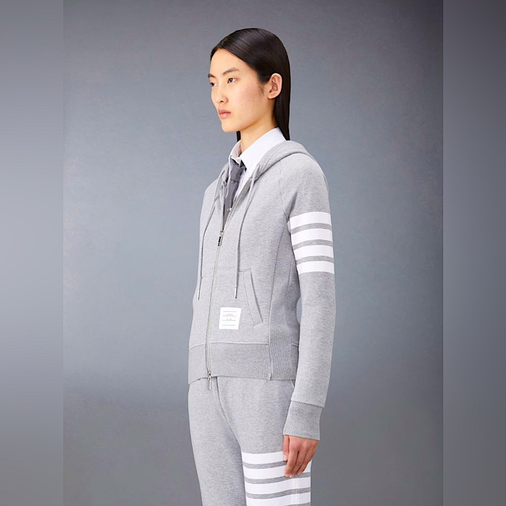 ТНОМ BROWNE Full Zip Hoodie With Engineered 4-Bar Stripe
